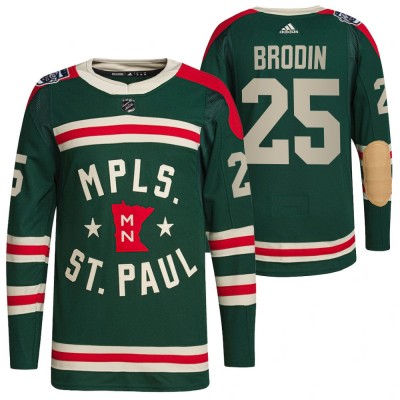 Minnesota Wild #25 Jonas Brodin Men's Adidas 2022 Winter Classic Authentic NHL Jersey Men's